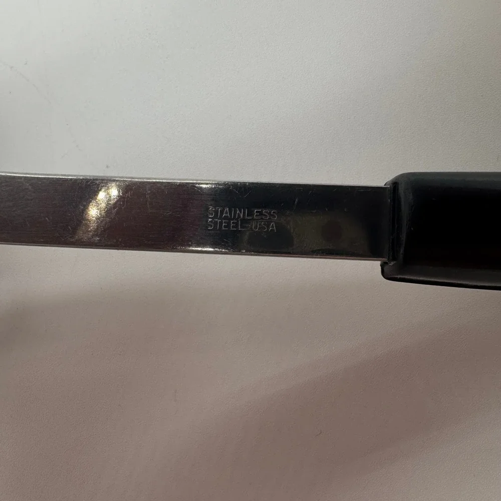 Vintage Stainless Steel USA Brownie Spatula Floral White Black Handle Server
